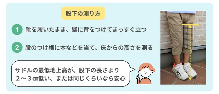 自転車サイズ選びの際の股下の長さの測り方
